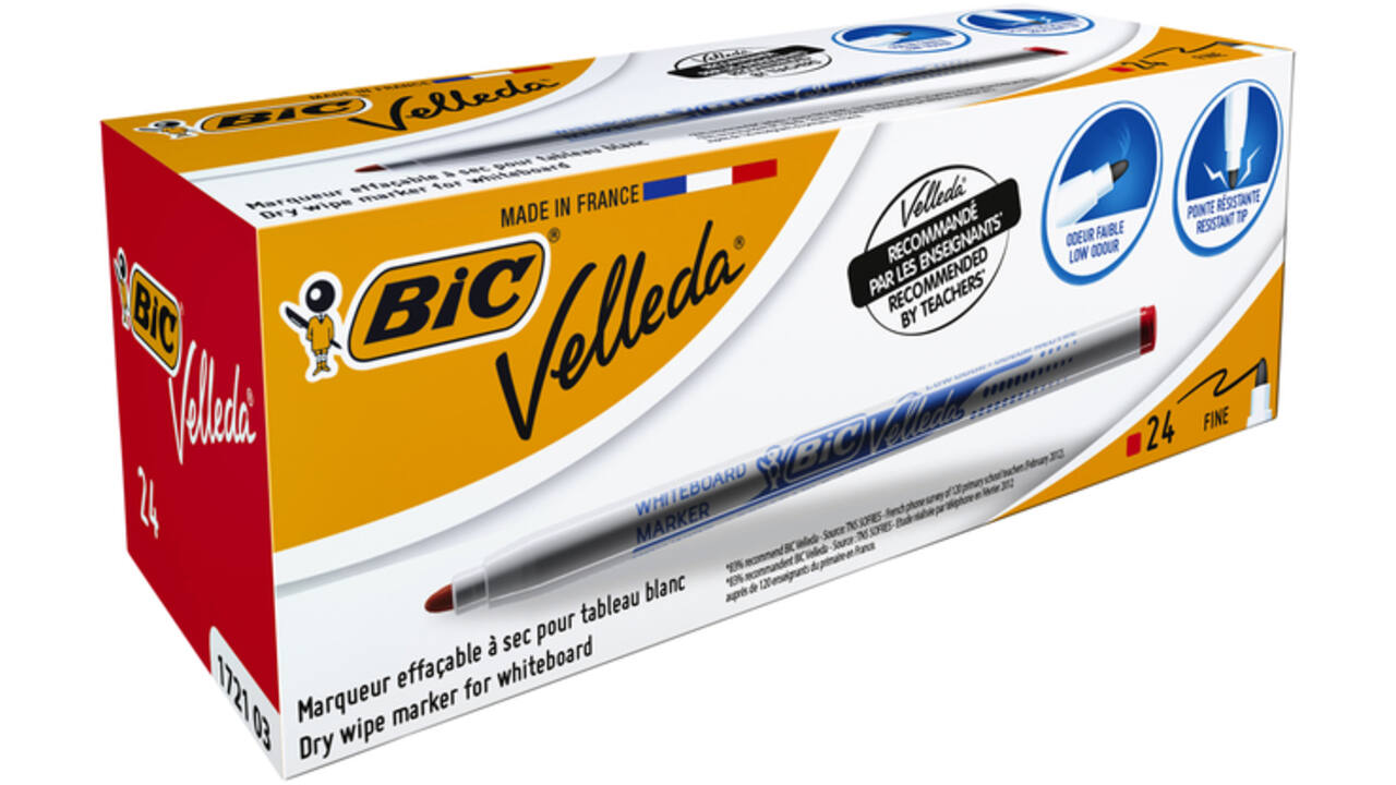 Viltstift Bic Velleda 1721 whiteboard rond fijn rood