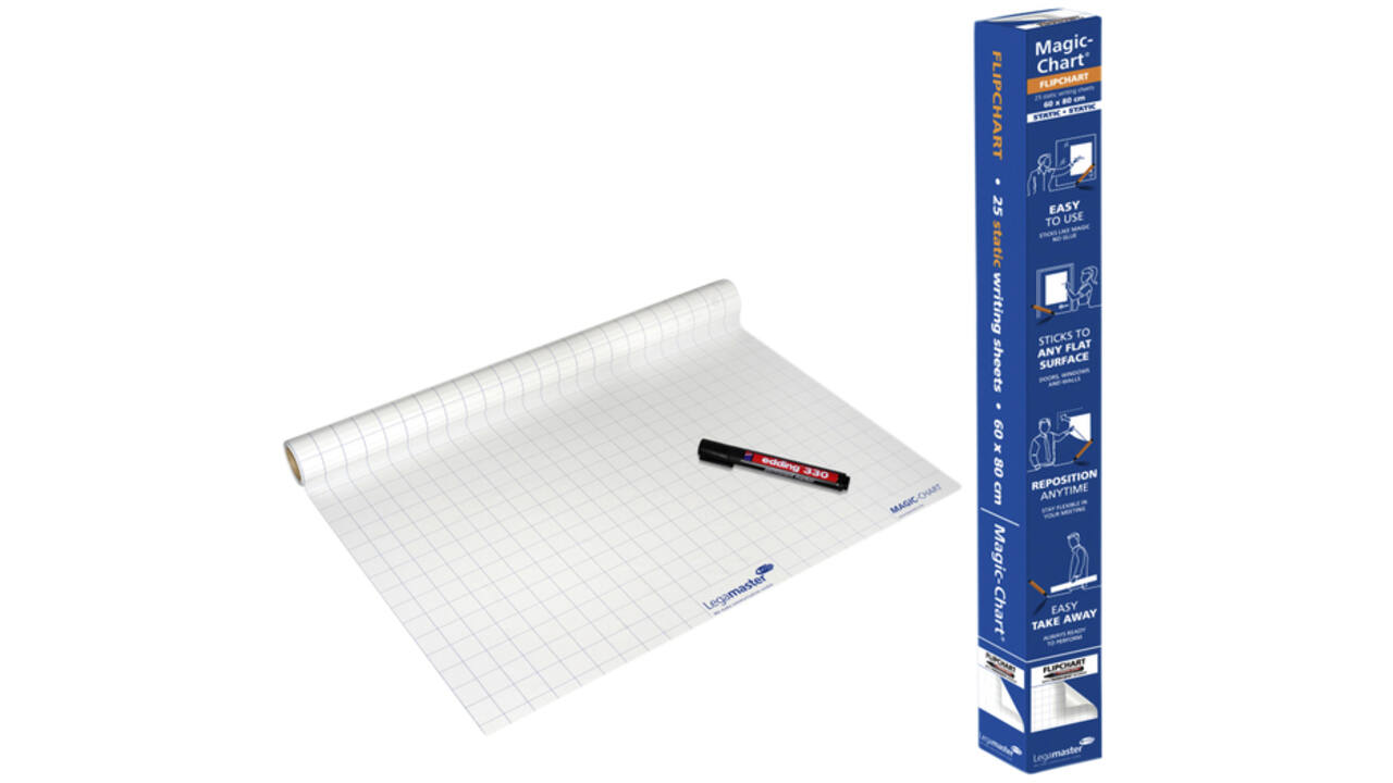 Magic-Chart Legamaster flipchart 60x80cm wit met ruit