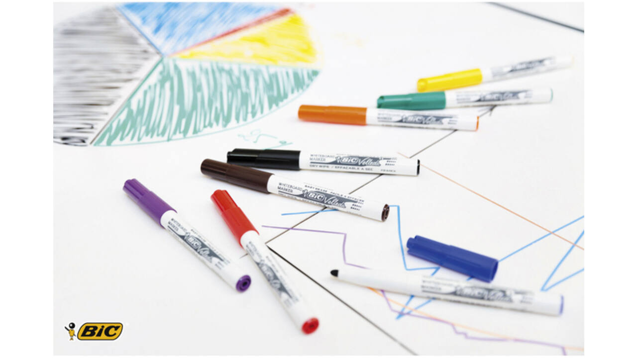 Viltstift Bic Velleda 1744 whiteboard rond medium assorti kartonnen etui à 4 stuks
