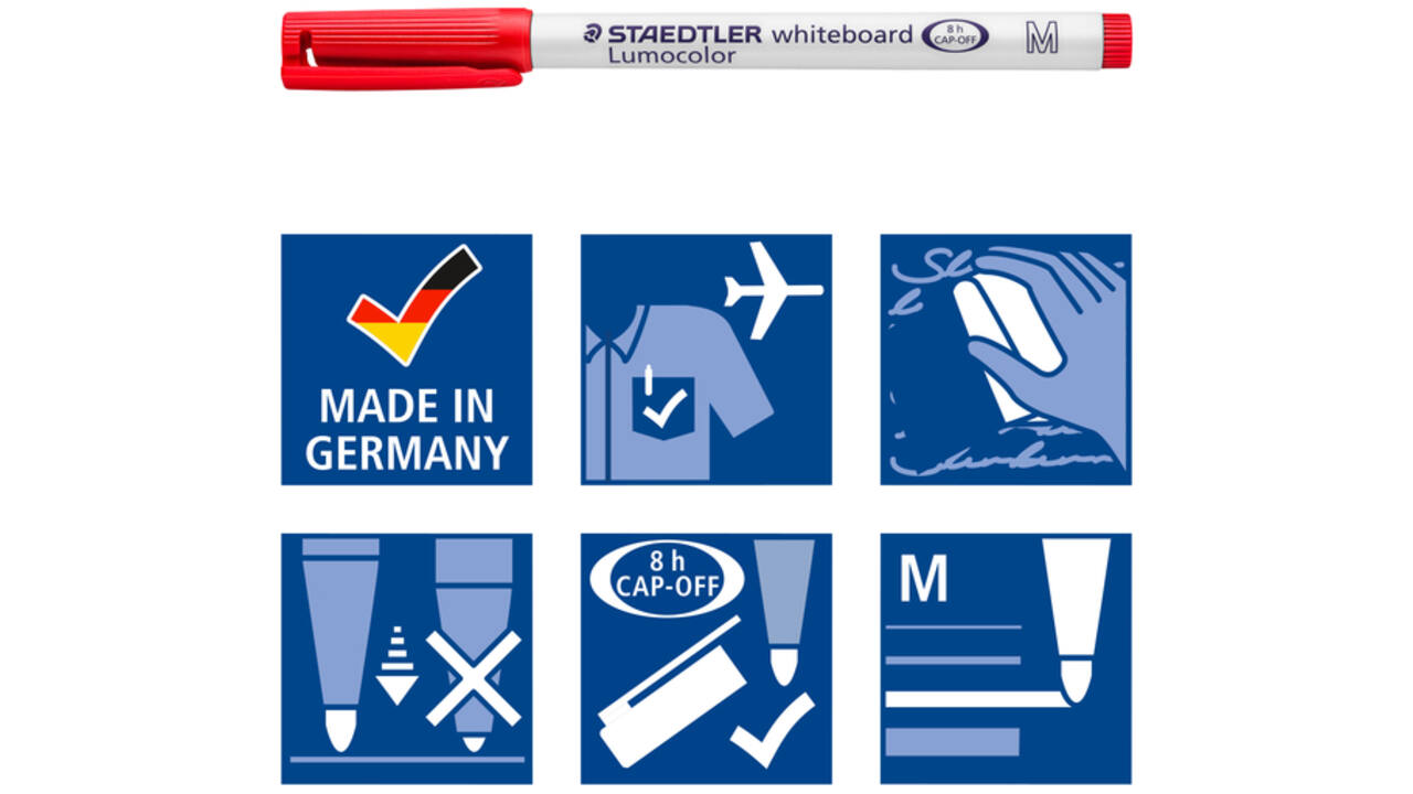 Viltstift Staedtler 301 whiteboard rond assorti 1mm 4stuks