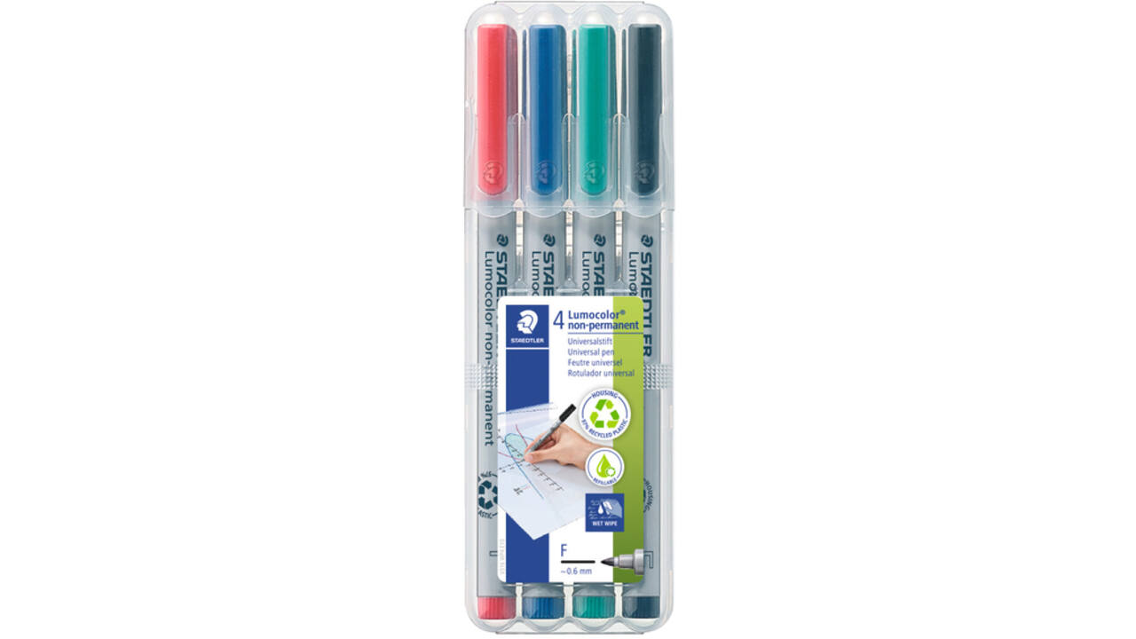 Viltstift Staedtler Lumocolor 316 non permanent F set à 4 stuks assorti