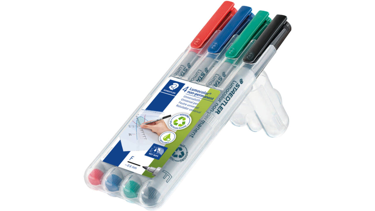 Viltstift Staedtler Lumocolor 316 non permanent F set à 4 stuks assorti
