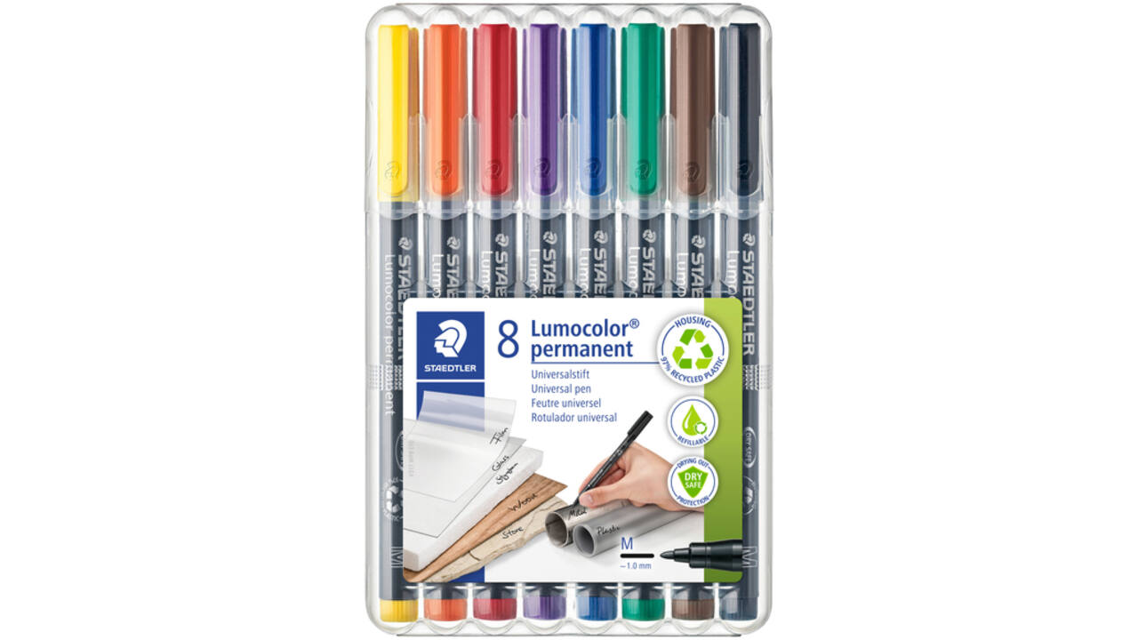 Viltstift Staedtler Lumocolor 317 permanent M set à 8 stuks