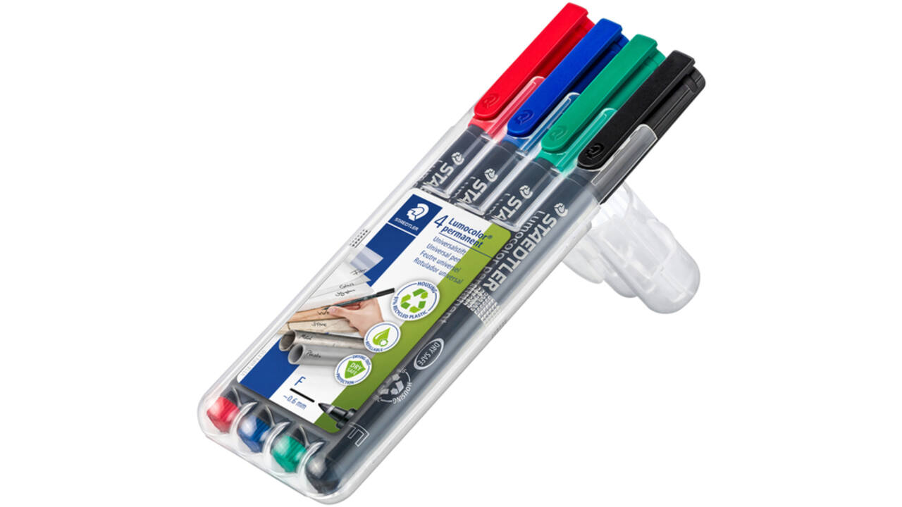 Viltstift Staedtler Lumocolor 318 permanent F set à 4 stuks assorti