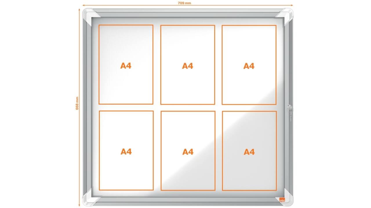 Binnenvitrine Nobo Premium Plus 6x A4 draaideur magnetisch
