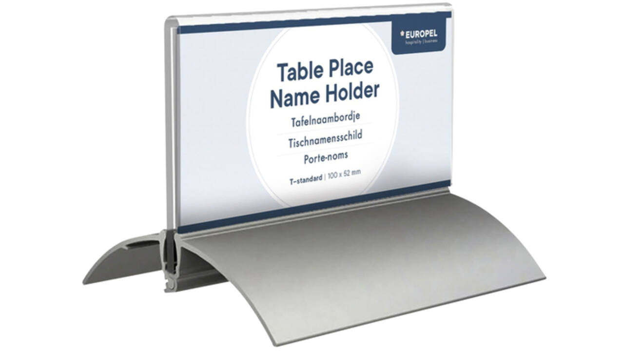 Tafelnaambord Europel 52x100mm acryl aluminium 2st