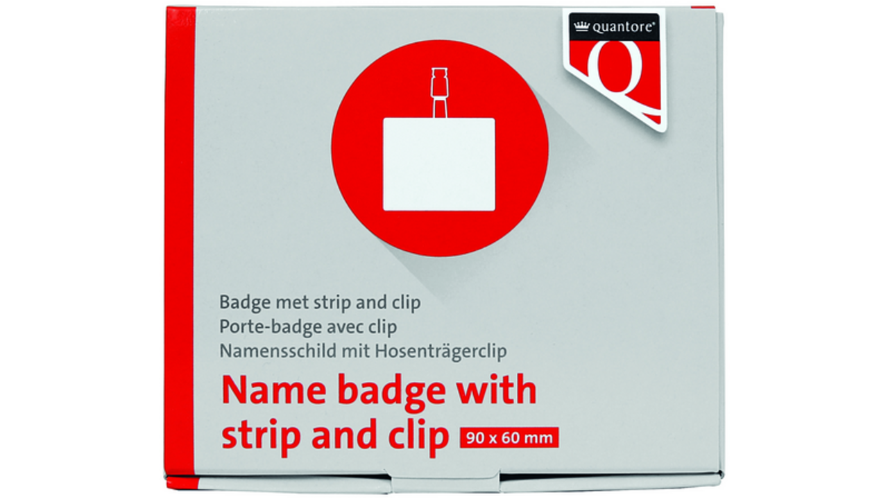Badge Quantore met clip 60x90mm