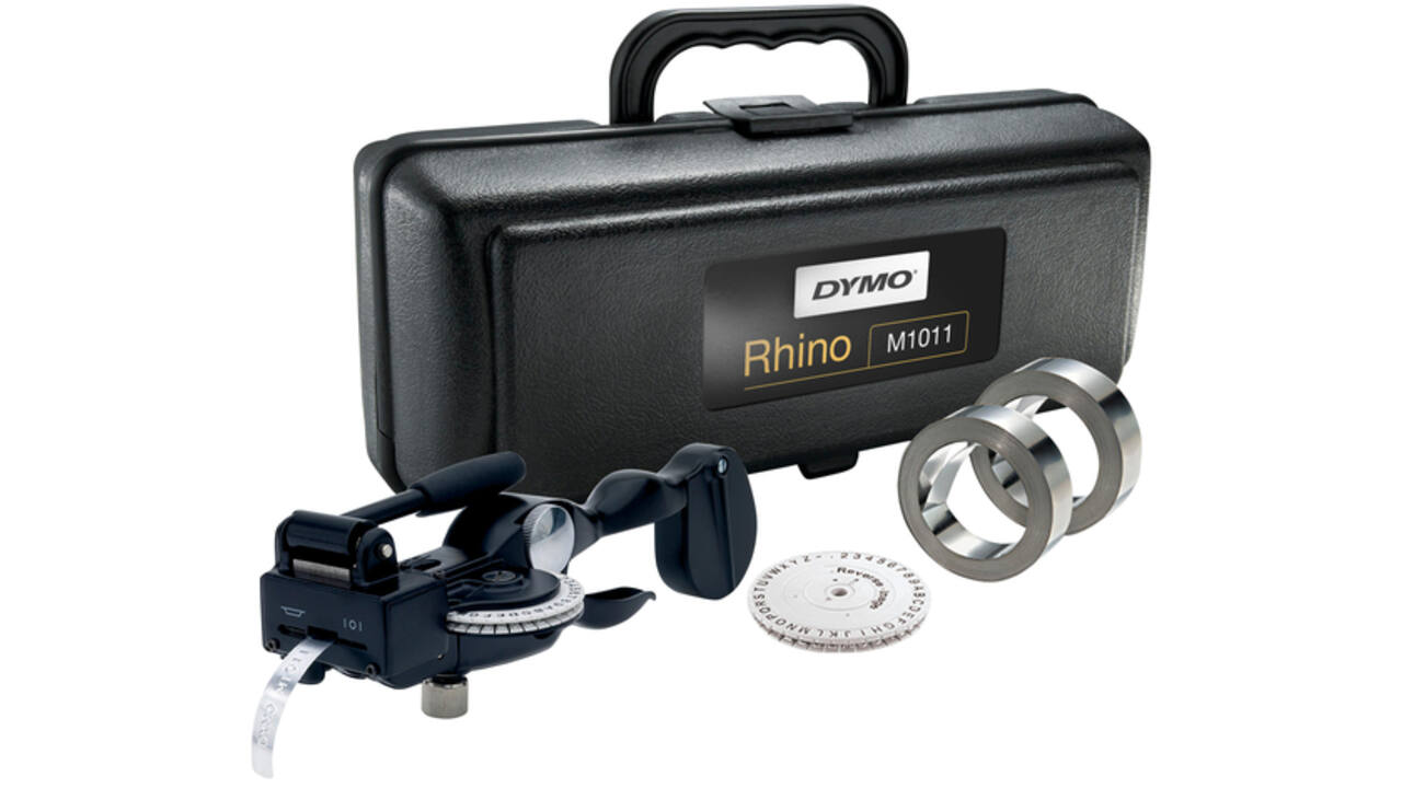 Lettertang Dymo Rhino M1011 embossing industrieel zwart in koffer