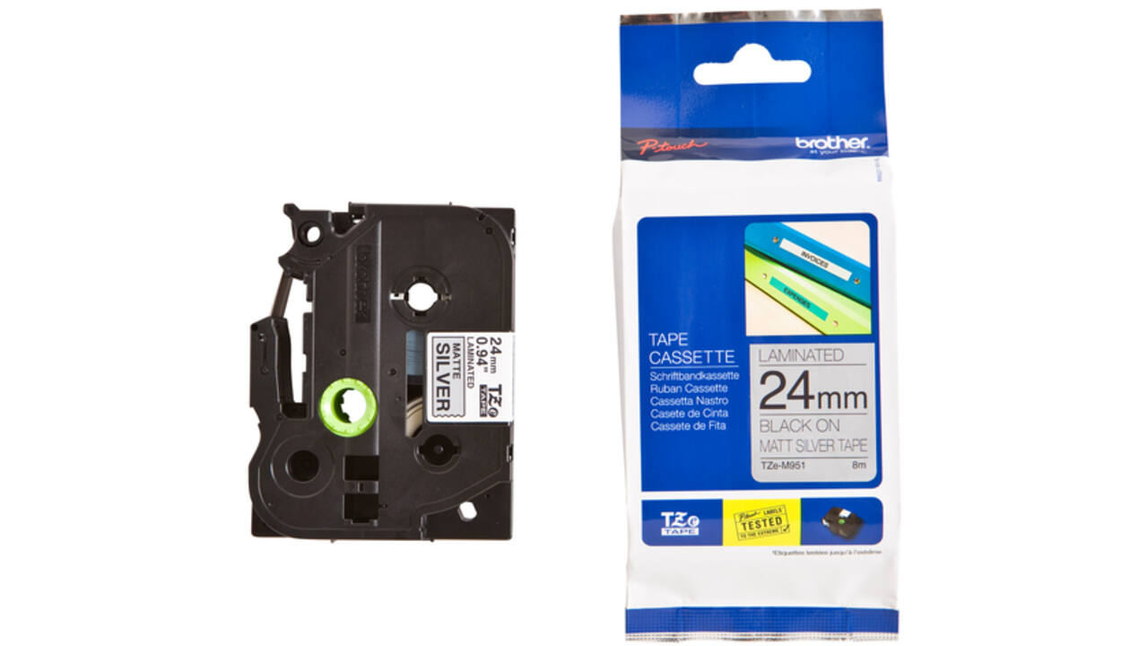 Labeltape Brother P-touch TZE-M951 24mm zwart op zilver