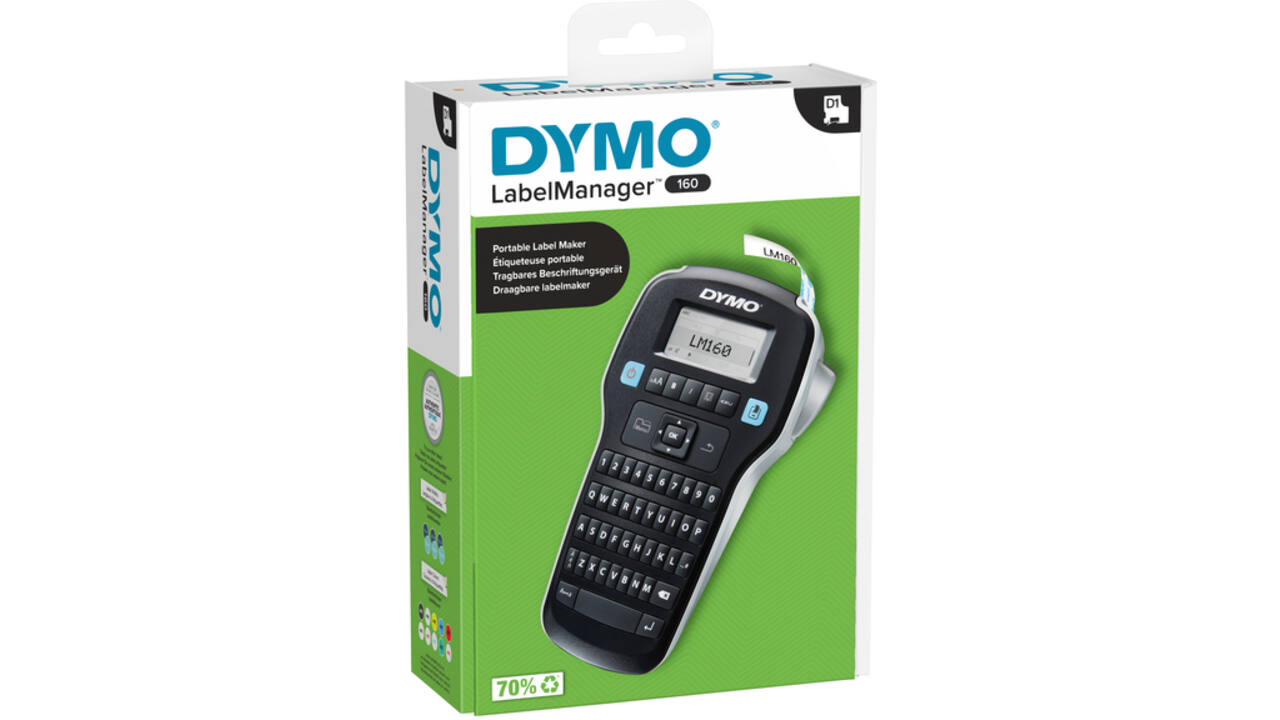 Labelprinter Dymo LabelManager 160 draagbaar qwerty 12mm zwart