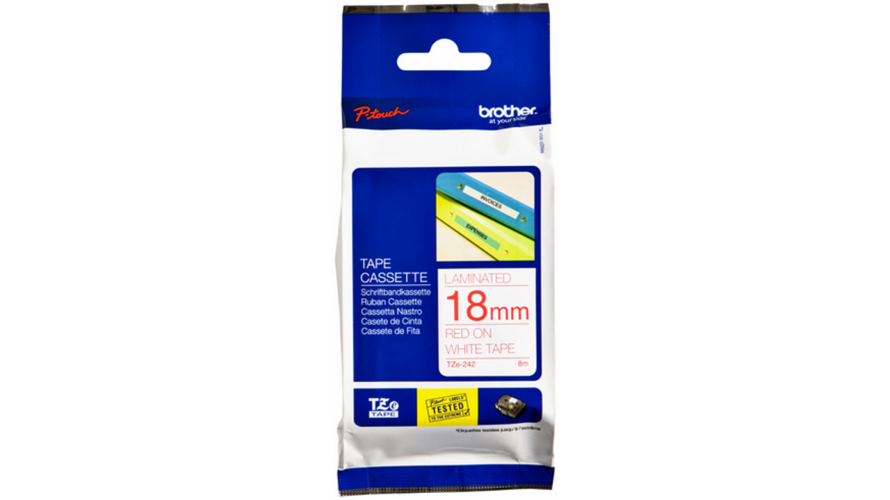 Labeltape Brother P-touch TZE-242 18mm rood op wit
