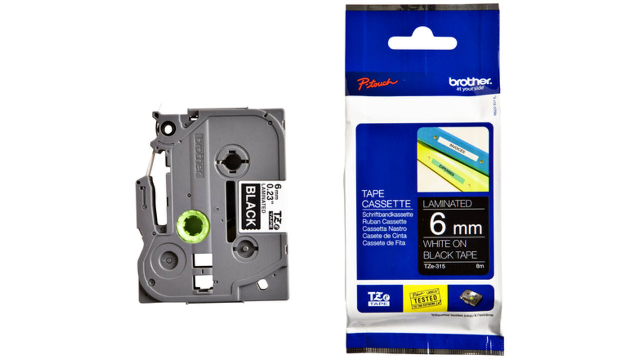Labeltape Brother P-touch TZE-315 6mm wit op zwart