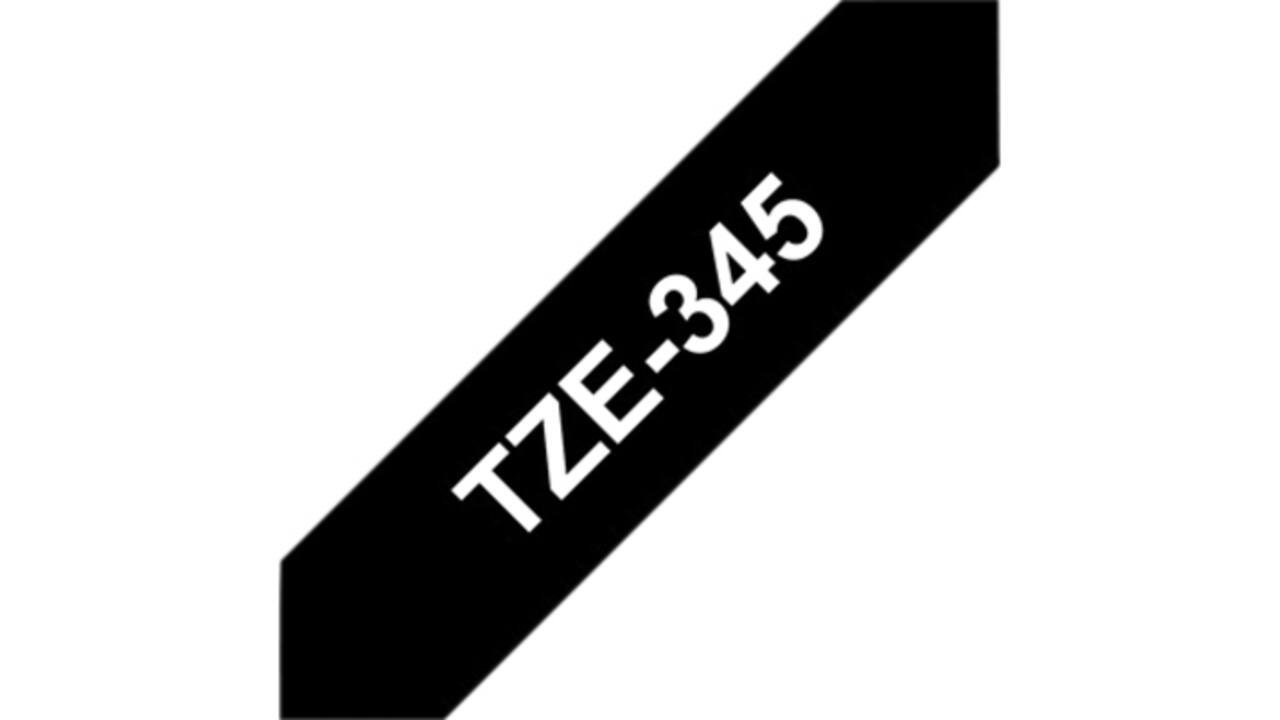 Labeltape Brother P-touch TZE-345 18mm wit op zwart