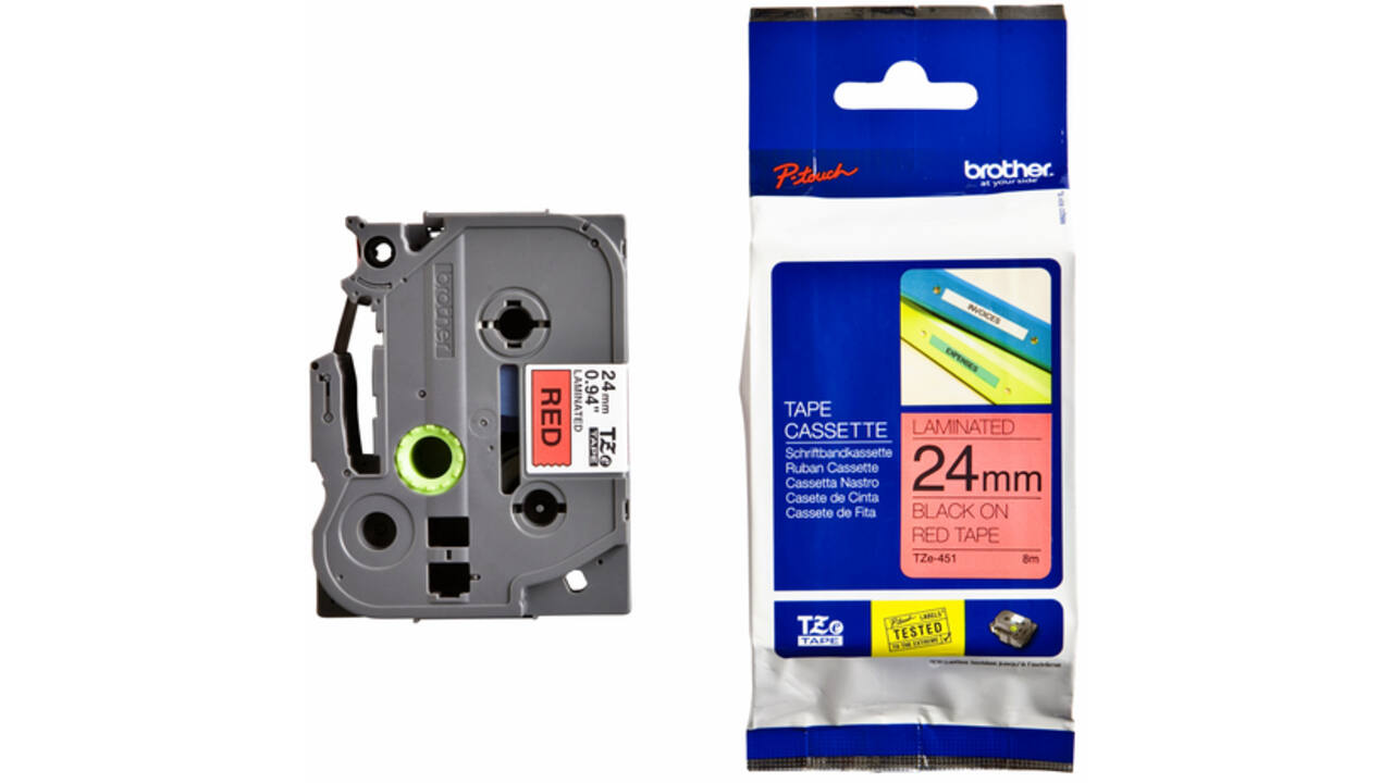Labeltape Brother P-touch TZE-451 24mm zwart op rood