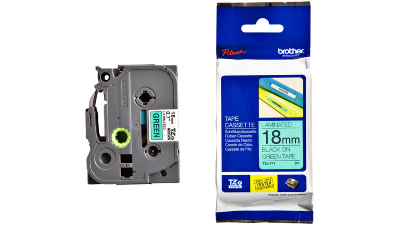 Labeltape Brother P-touch TZE-741 18mm zwart op groen