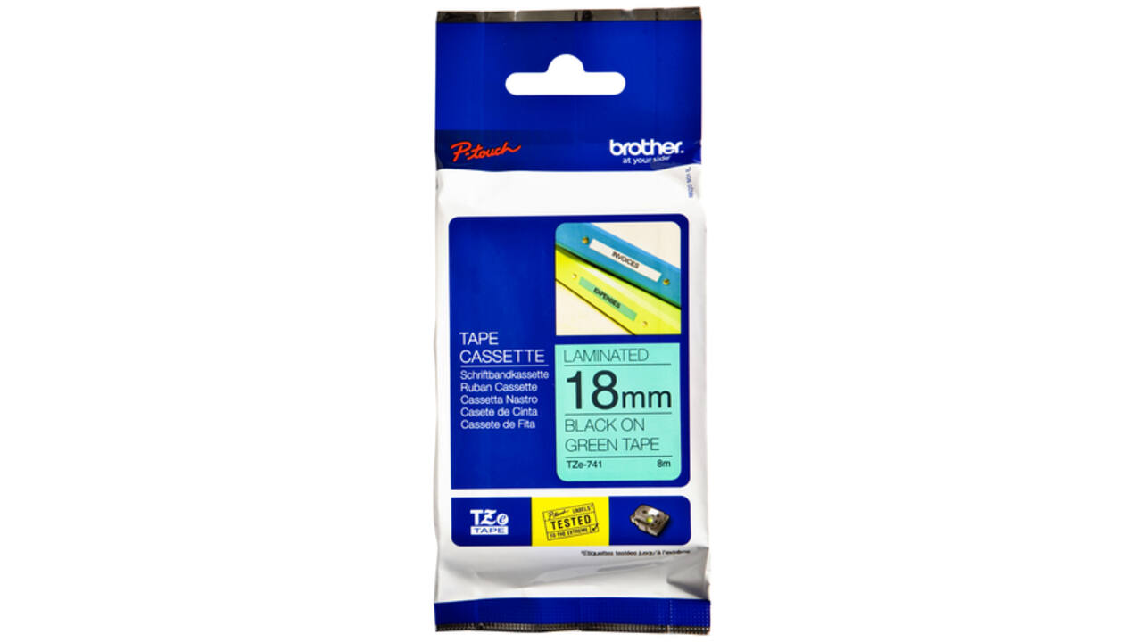 Labeltape Brother P-touch TZE-741 18mm zwart op groen
