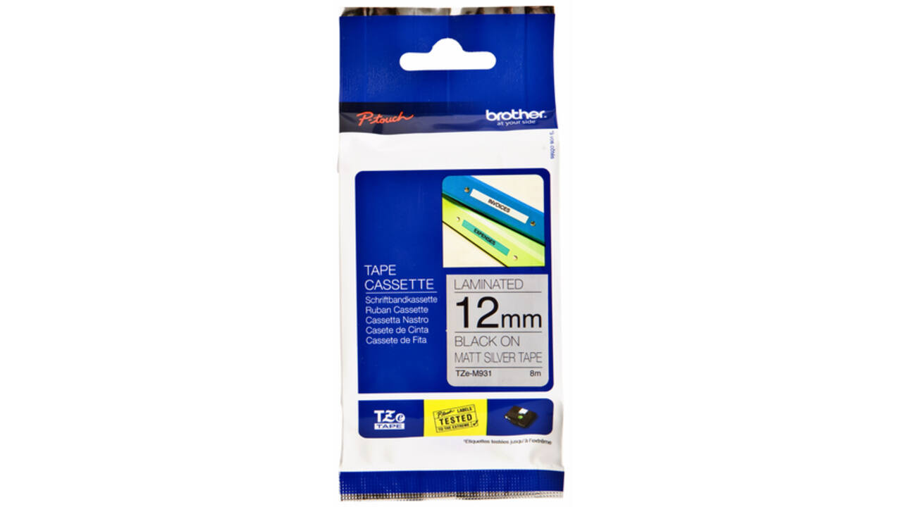 Labeltape Brother P-touch TZE-M931 12mm zwart op metalic