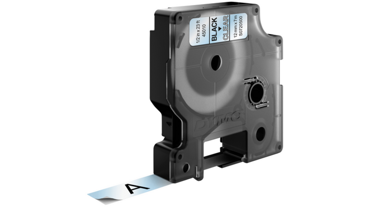 Labeltape Dymo LabelManager D1 polyester 12mm zwart op transparant