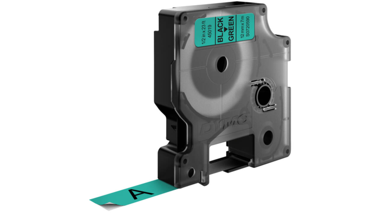 Labeltape Dymo LabelManager D1 polyester 12mm zwart op groen