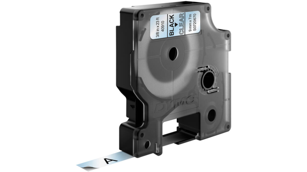 Labeltape Dymo LabelManager D1 polyester 9mm zwart op transparant