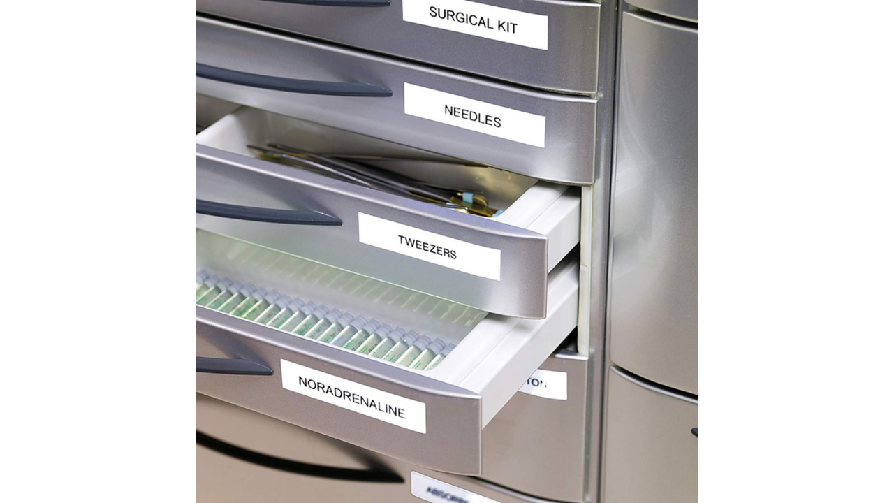 Labeltape Dymo LabelManager D1 polyester 9mm zwart op wit