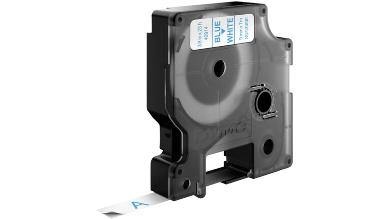 Labeltape Dymo LabelManager D1 polyester 9mm blauw op wit