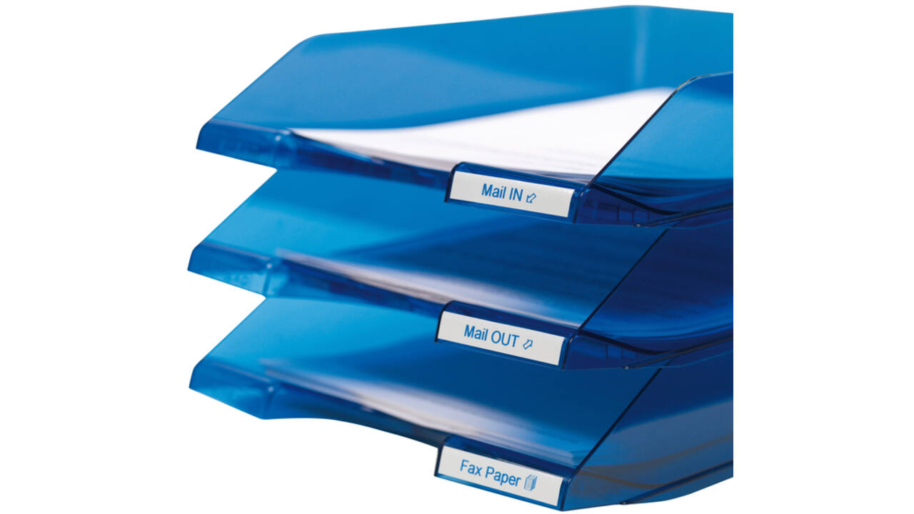 Labeltape Dymo LabelManager D1 polyester 9mm blauw op wit