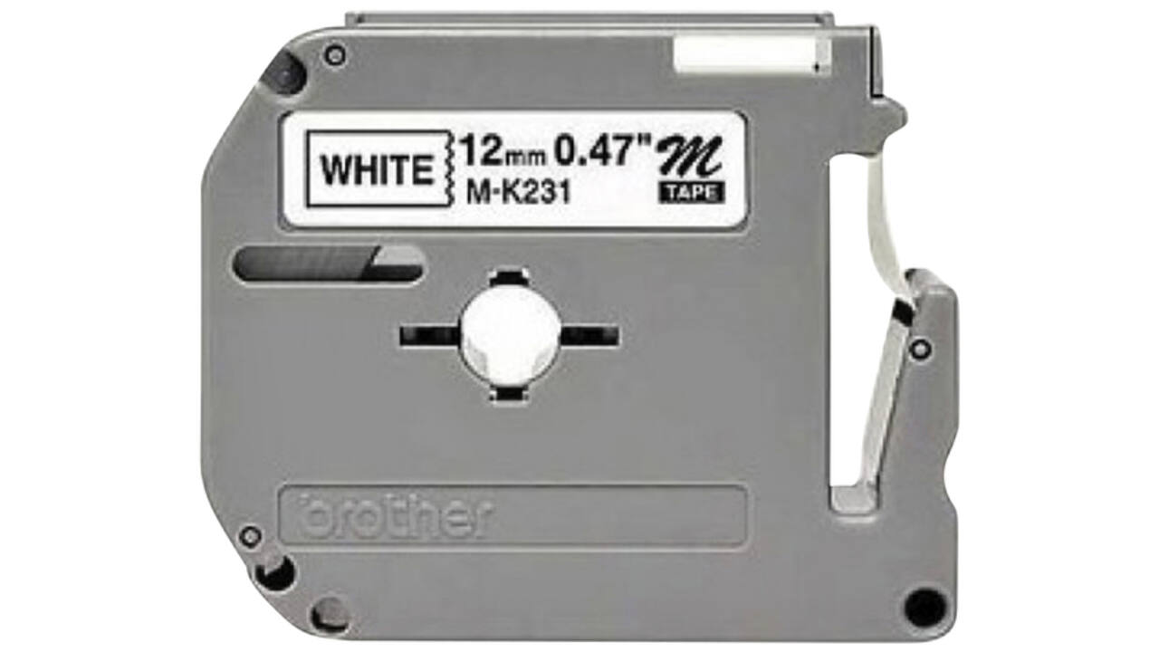 Labeltape Brother P-touch M-K231 12mm zwart op wit