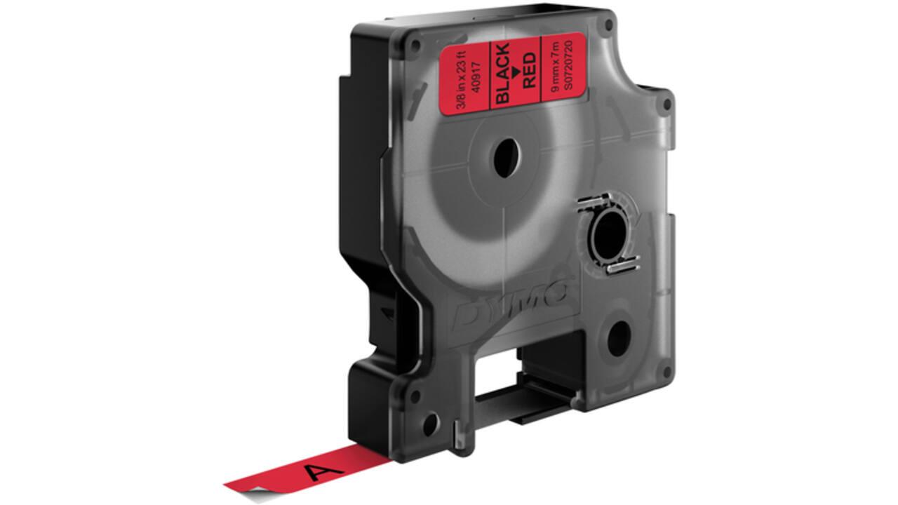 Labeltape Dymo LabelManager D1 polyester 9mm zwart op rood