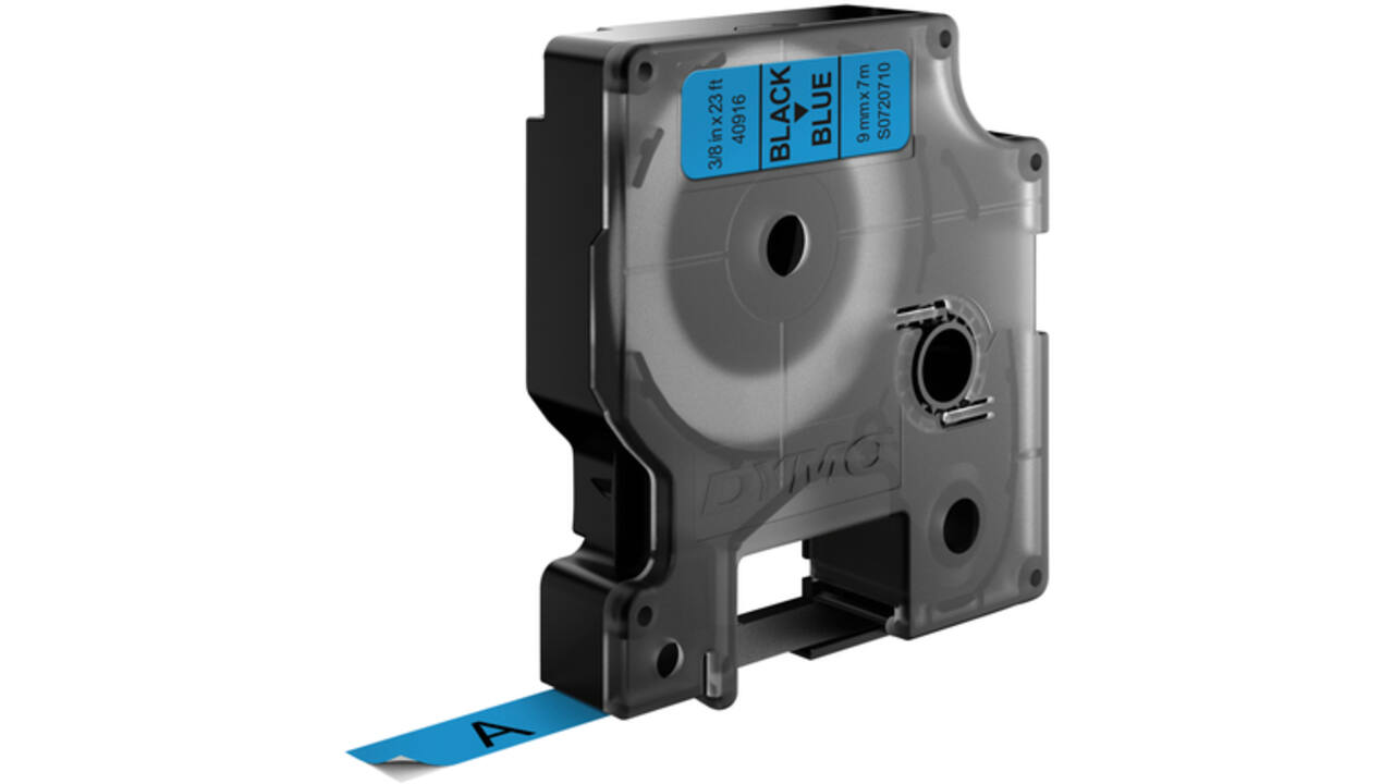 Labeltape Dymo LabelManager D1 polyester 9mm zwart op blauw