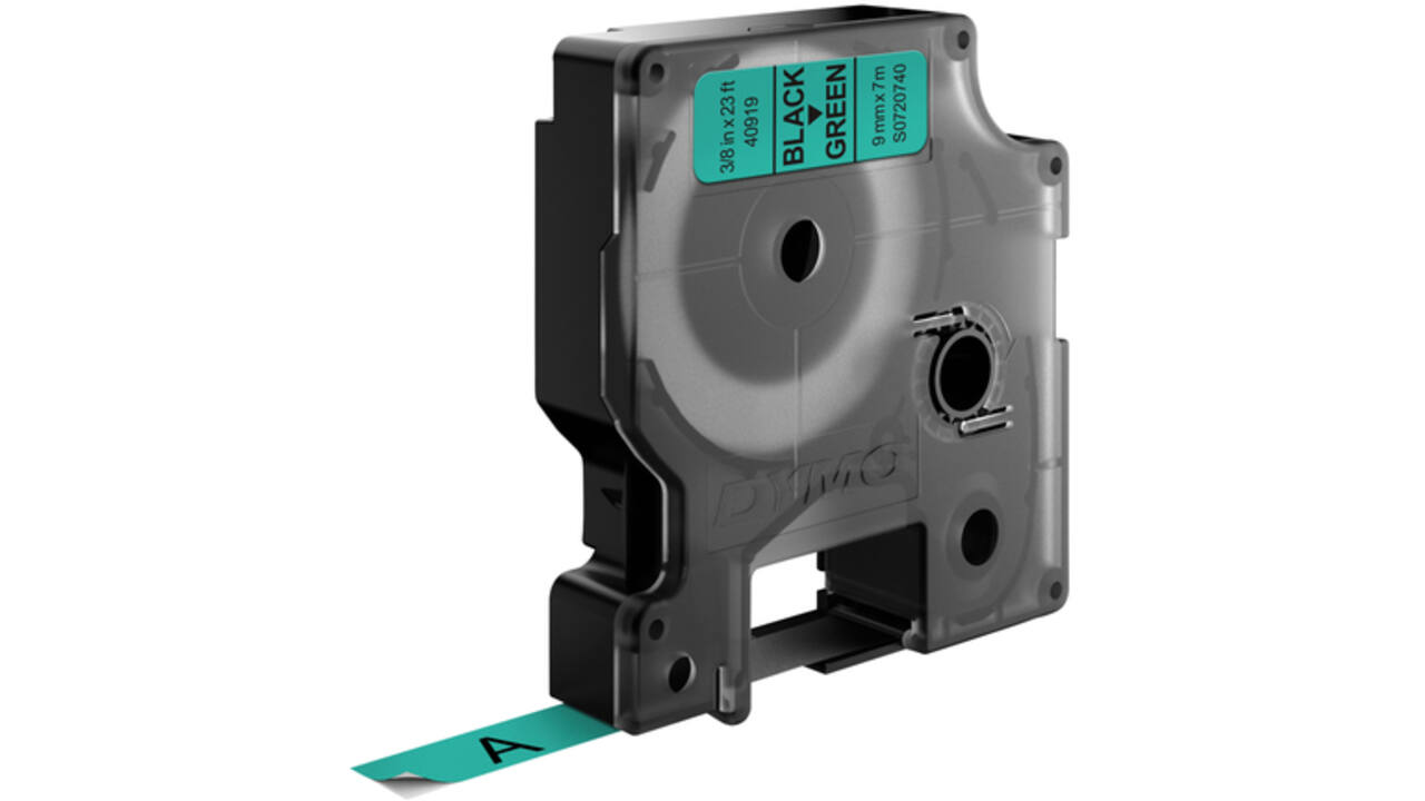 Labeltape Dymo LabelManager D1 polyester 9mm zwart op groen