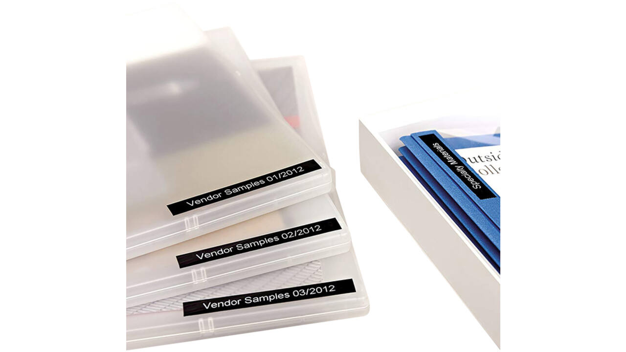Labeltape Dymo LabelManager D1 polyester 19mm wit op zwart