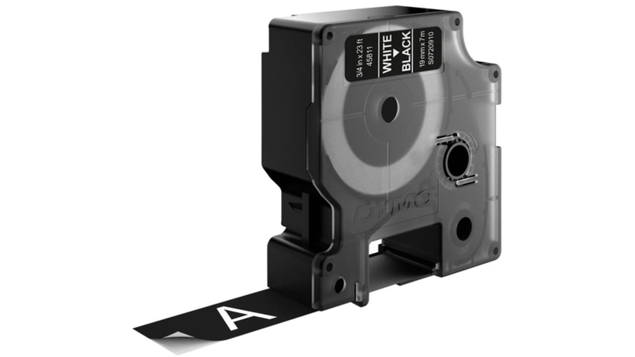 Labeltape Dymo LabelManager D1 polyester 19mm wit op zwart