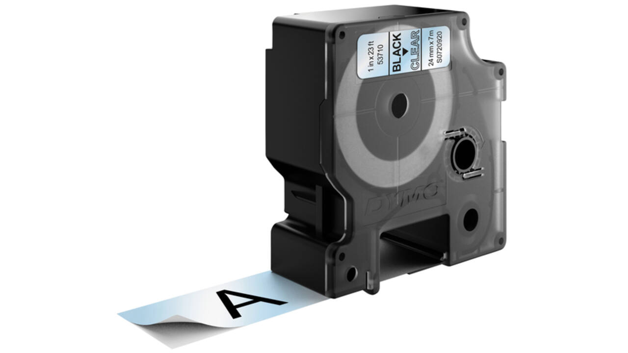 Labeltape Dymo LabelManager D1 polyester 24mm zwart op transparant