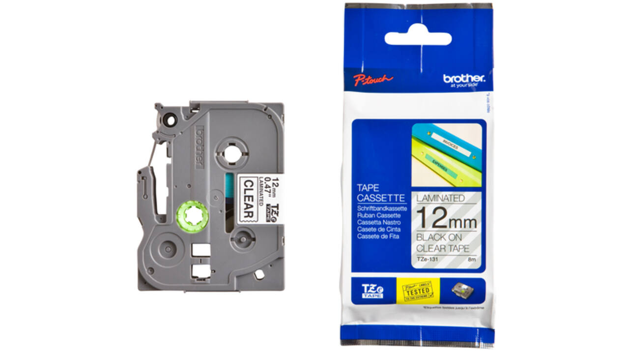 Labeltape Brother P-touch TZE-131 12mm zwart op transparant
