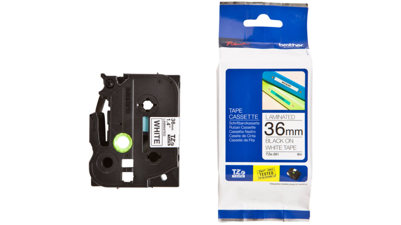 Labeltape Brother P-touch TZE-261 36mm zwart op wit