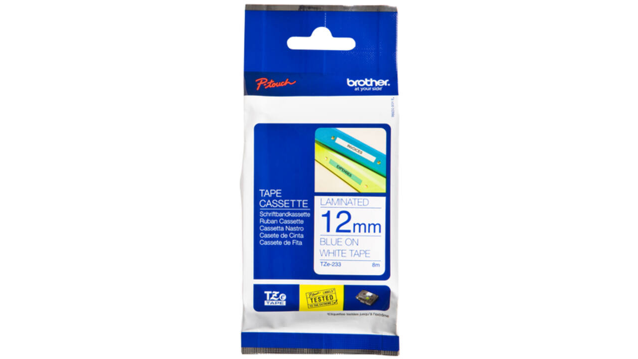 Labeltape Brother P-touch TZE-233 12mm blauw op wit