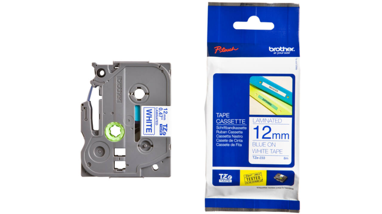 Labeltape Brother P-touch TZE-233 12mm blauw op wit