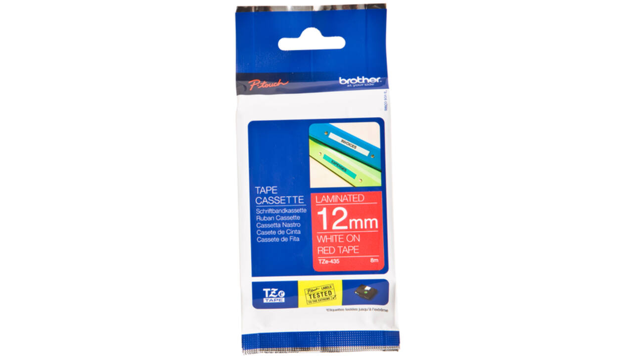 Labeltape Brother P-touch TZE-435 12mm wit op rood