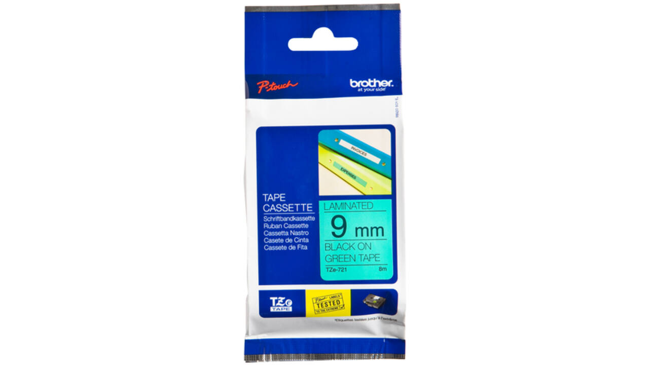 Labeltape Brother P-touch TZE-721 9mm zwart op groen