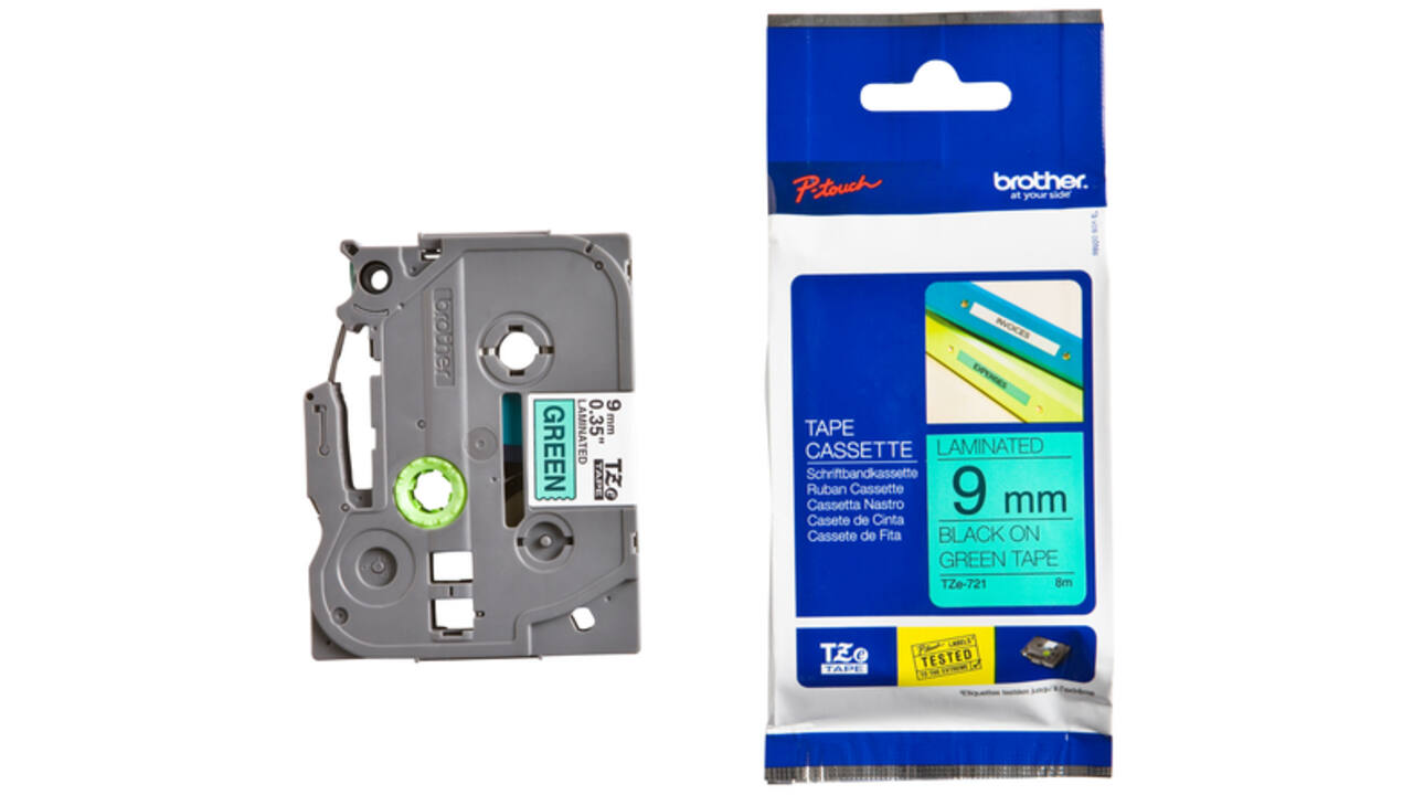 Labeltape Brother P-touch TZE-721 9mm zwart op groen