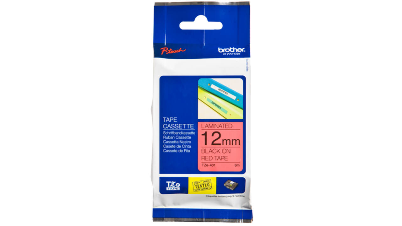 Labeltape Brother P-touch TZE-431 12mm zwart op rood