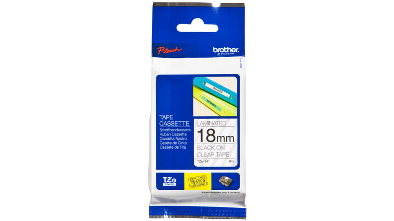 Labeltape Brother P-touch TZE-141 18mm zwart op transparant