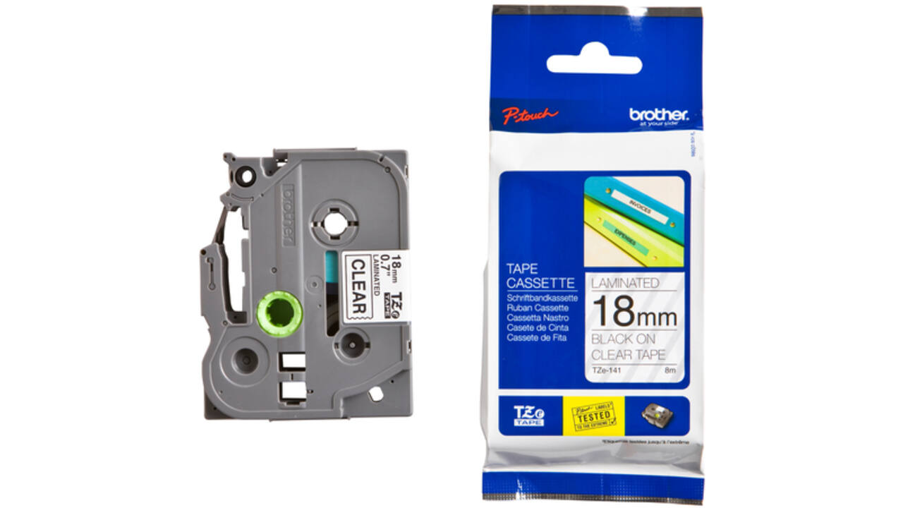 Labeltape Brother P-touch TZE-141 18mm zwart op transparant