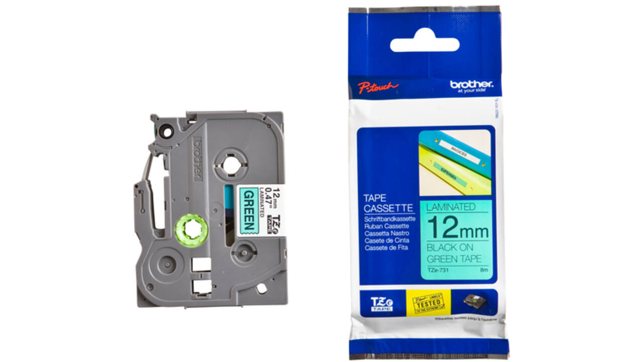 Labeltape Brother P-touch TZE-731 12mm zwart op groen