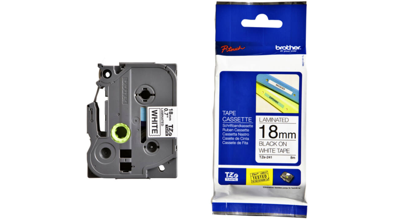Labeltape Brother P-touch TZE-241 18mm zwart op wit