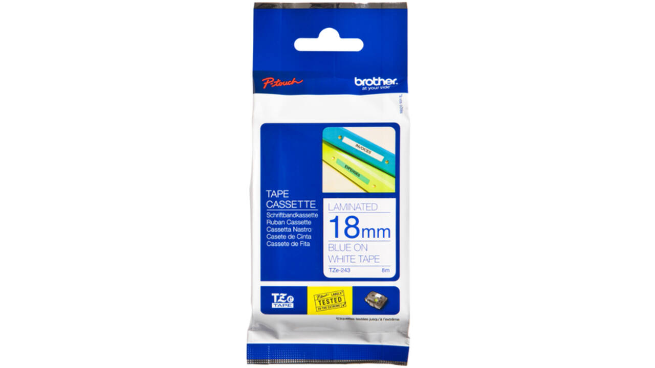 Labeltape Brother P-touch TZE-243 18mm blauw op wit