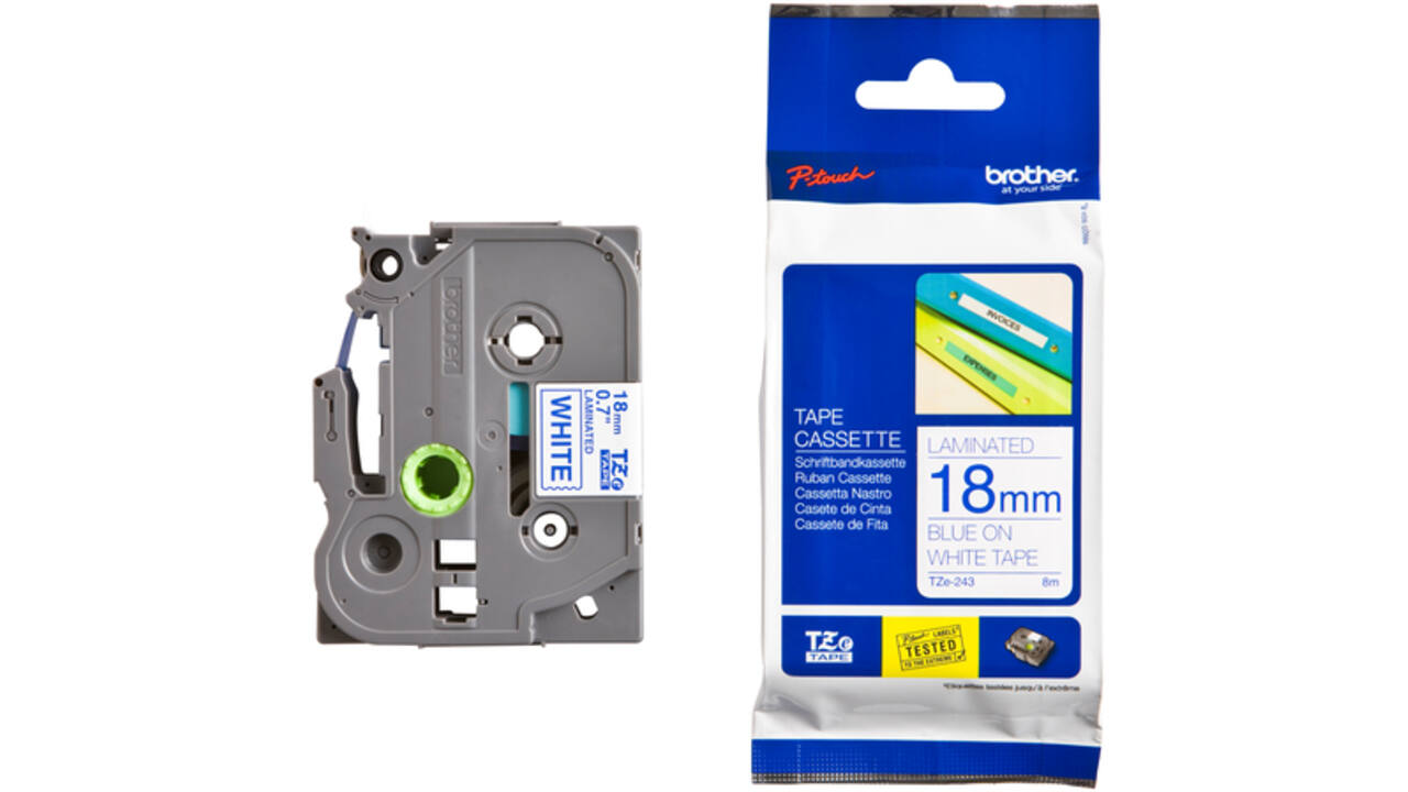 Labeltape Brother P-touch TZE-243 18mm blauw op wit