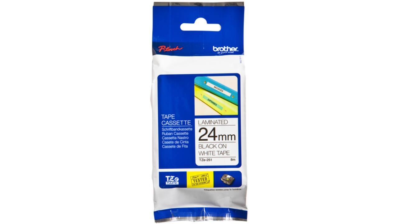 Labeltape Brother P-touch TZE-251 24mm zwart op wit