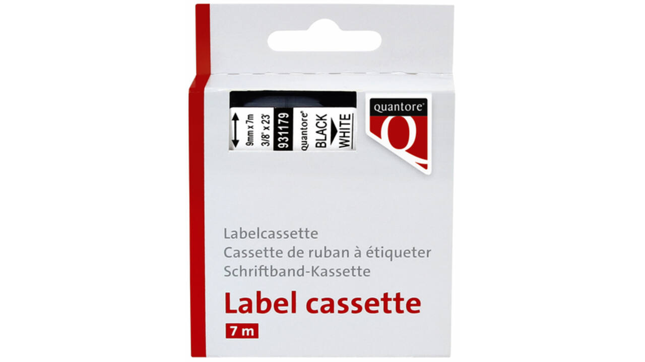 Labeltape Quantore 40913 9mmx7m zwart op wit
